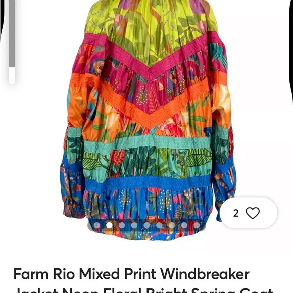 NWT Farm Rio Neon Floral Windbreaker Jacket multi colored - Picture 2 of 8